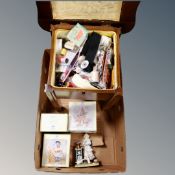 A box containing sewing box and contents,