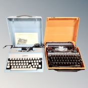 Two vintage typewriters in cases.