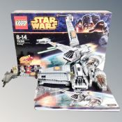 A Lego Star Wars 7505 B-Wing, with box and instructions.
