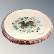 An antique Majolica oval shallow dish.