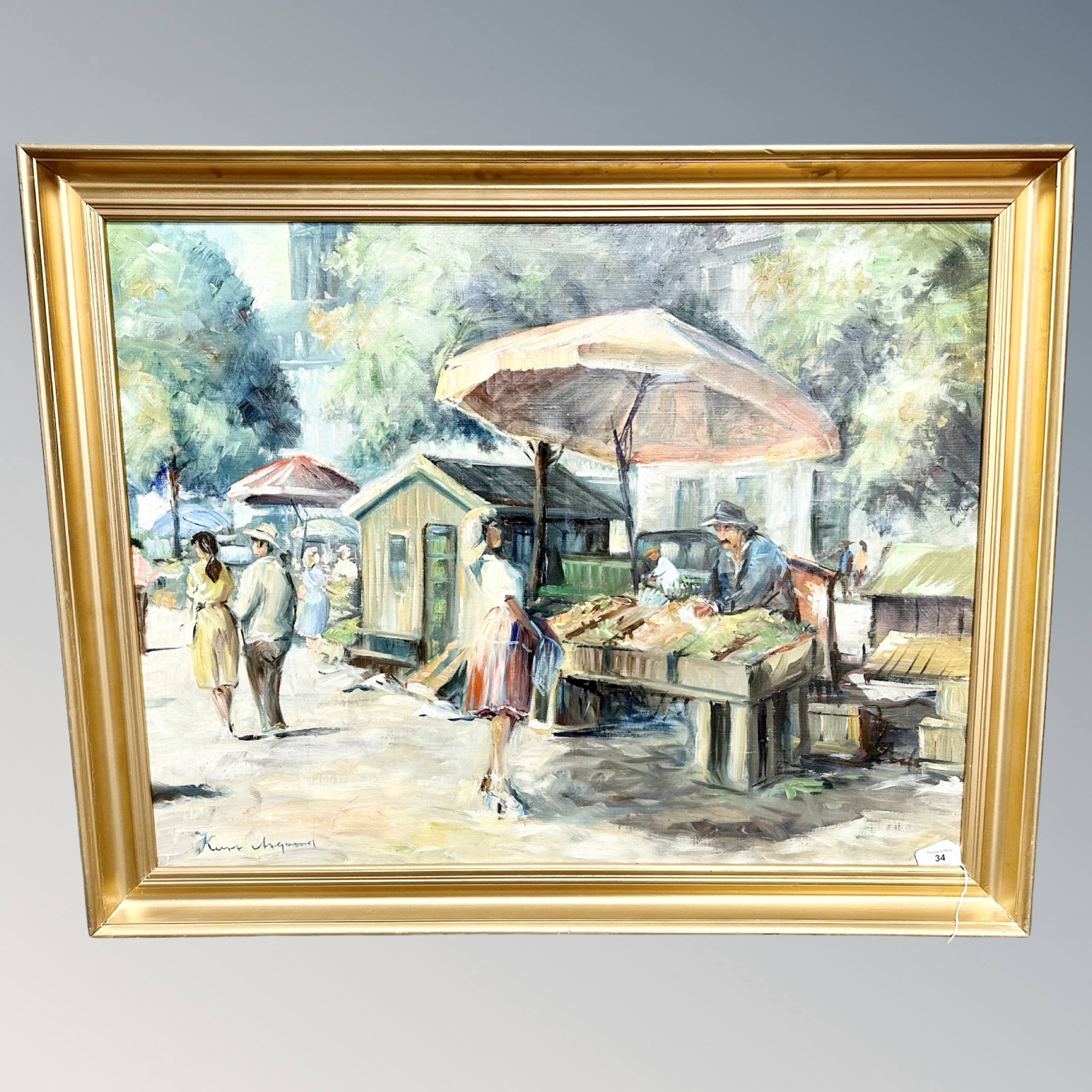 Kurt Asgood : The Fruit Seller, oil on canvas, 82cm by 63cm.
