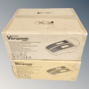 Two Vibrapower Wave foot massagers, boxed.