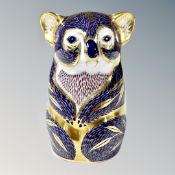 A Royal Crown Derby Imari koala paperweight with silver stopper.
