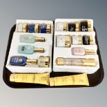A tray containing Elizabeth Grant beauty products including miracle serums, hand creams,