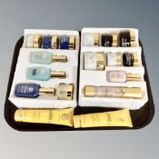 A tray containing Elizabeth Grant beauty products including miracle serums, hand creams,