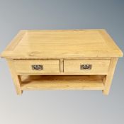 Oakland Furniture : A contemporary oak two tier twin-sided coffee table fitted drawers,