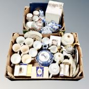 Two boxes of commemorative china, lustre tea china, Japanese export tea set,