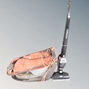 A Flymo Easiglide 300v electric lawn mower together with an AEG Ergorapido stick vacuum with