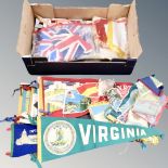 A box containing flags and pennants,