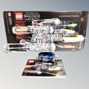 A Lego Star Wars Ultimate Collector's Series 75187 Y-Wing Starfighter, with box and instructions.