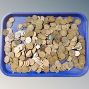 A tray containing 19th century and later British copper coins.