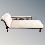 A Victorian chaise longue in buttoned dralon,