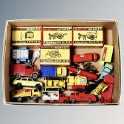 A box containing a small quantity of boxed and unboxed Mighty Midget and Lesney miniature die cast