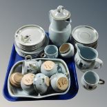 A tray containing a quantity of Scottish Buchan pottery tea ware.