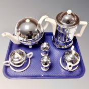 A four piece mid-20th century Heatmaster tea service together with two matching egg cups.