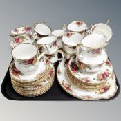 A collection of 45 pieces of Royal Albert Old Country roses tea and coffee china.