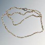 A 9ct yellow gold chain with base metal clasp. CONDITION REPORT: 7g gross.