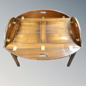 A Danish rectangular butler's tray on stand.