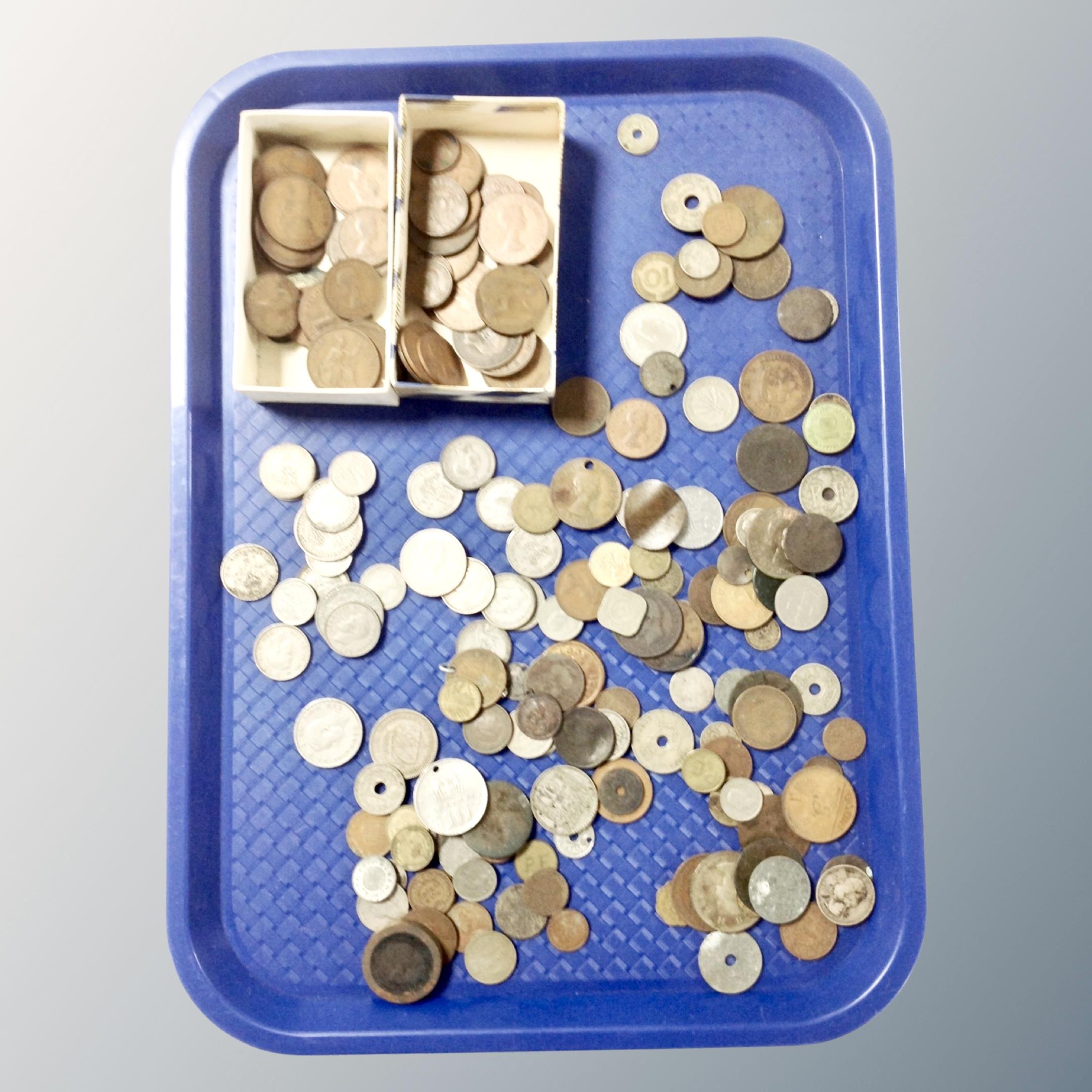 A quantity of antique and later coins, continental coins, copper etc.