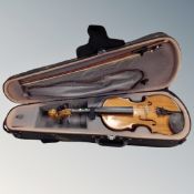A Stringers of Edinburgh violin with bow, in case.