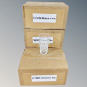 Four boxes containing 10oz toughened glass tumblers.