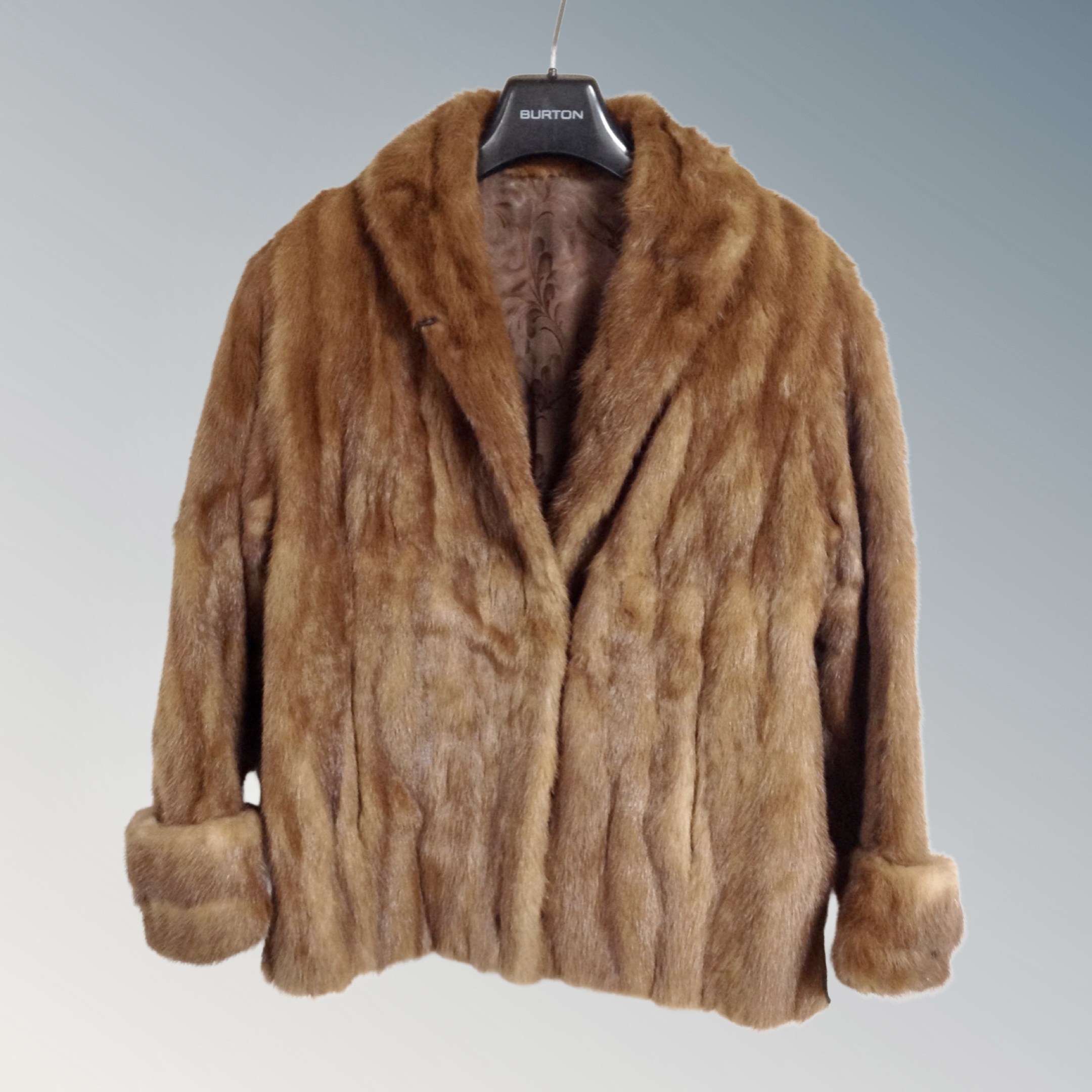 An early 20th century brown mink fur coat.