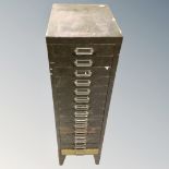 A 20th century 15 drawer metal index chest.