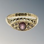 An 18ct yellow gold ruby ring, size M/N, 2.8g.