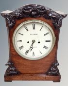 A George III rosewood eight day bracket clock with twin fusée movement,