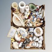 Two boxes containing assorted ceramics including Chinese tea ware,