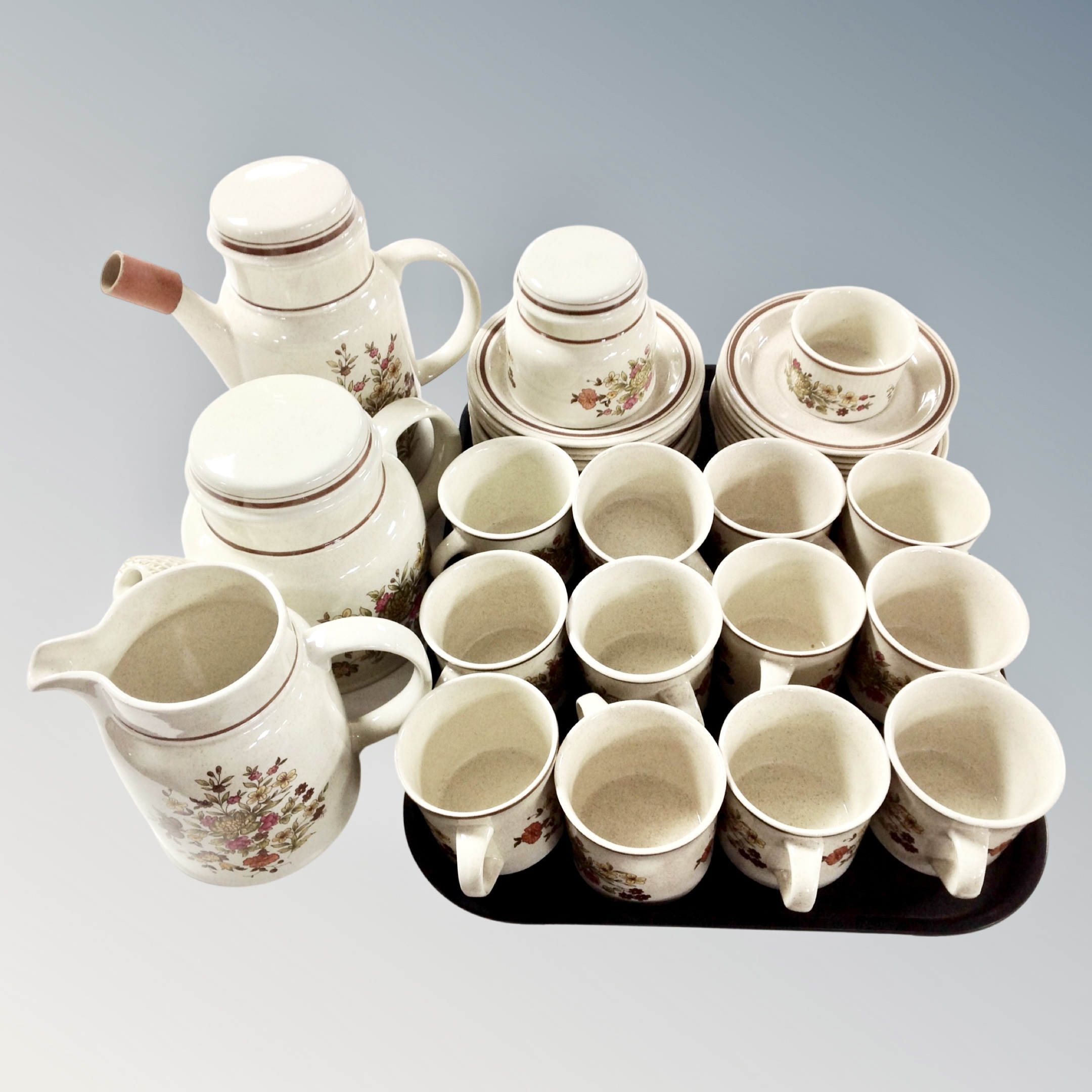 A Royal Doulton Lambeth ware Gaiety pattern coffee service