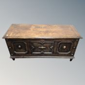 An Edwardian panelled oak blanket box.