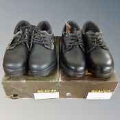 Two pairs of Beaver safety shoes, size 6 and 7.