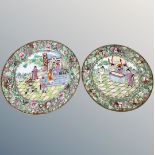 Two 20th century Cantonese gilded plates.