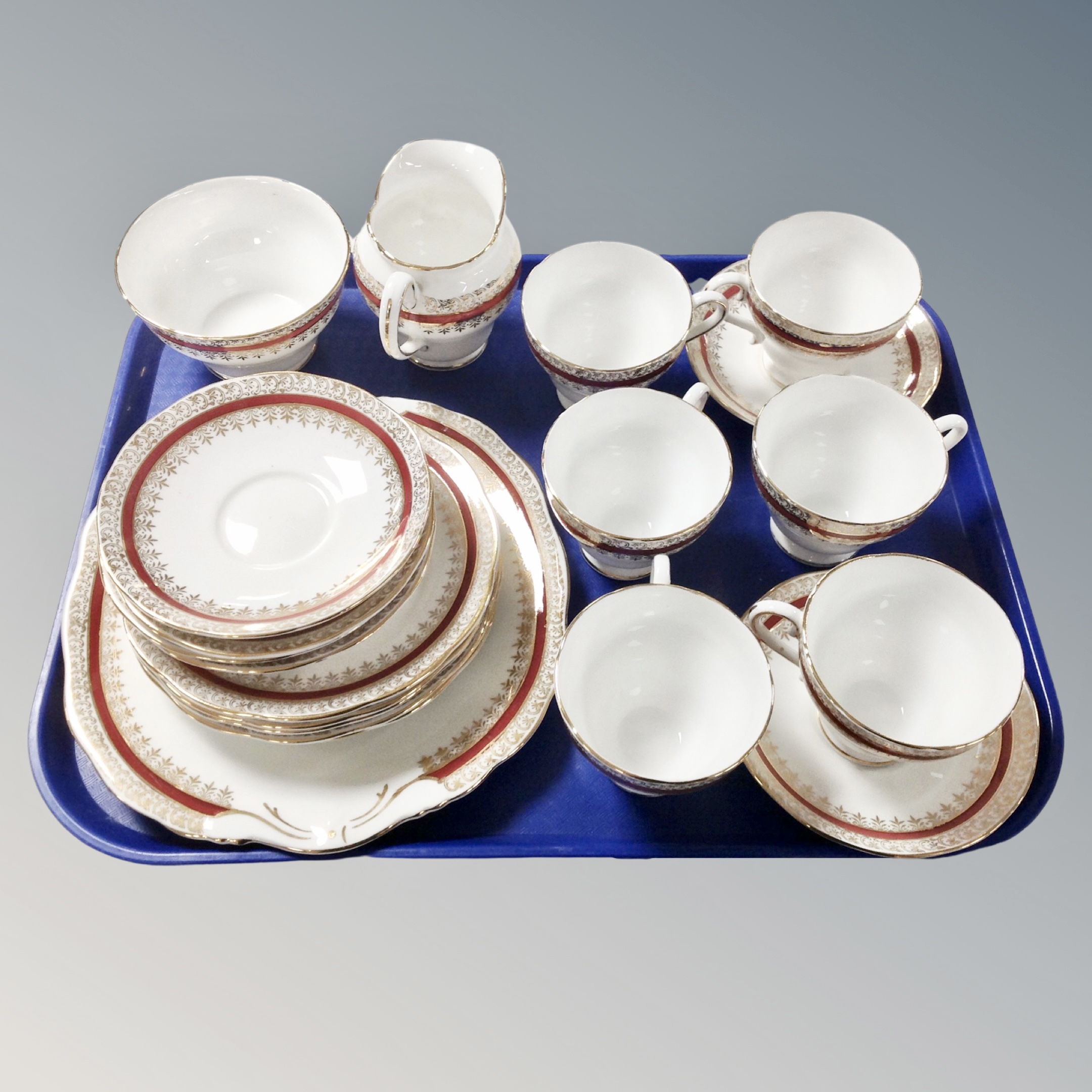 A tray containing a Salisbury bone china tea set.