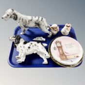 A Royal Doulton figure of a spaniel together with a further figure of a setter (AF),
