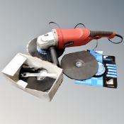 A Clark angle grinder with diamond cutting blade etc.