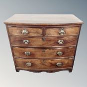 A George III mahogany bow fronted five drawer chest.