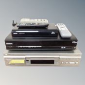 A Sharp VHS player together with Humax Freeview box.
