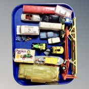 A tray containing 20th century Dinky die cast vehicles including police Ford transit van with