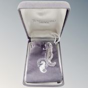 A Waterford crystal seahorse brooch.