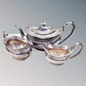 A three piece silver plated tea service.