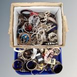 A tray containing a quantity of costume jewellery.