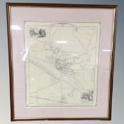 A 1860 map of Corbridge (reprint), in frame and mount.