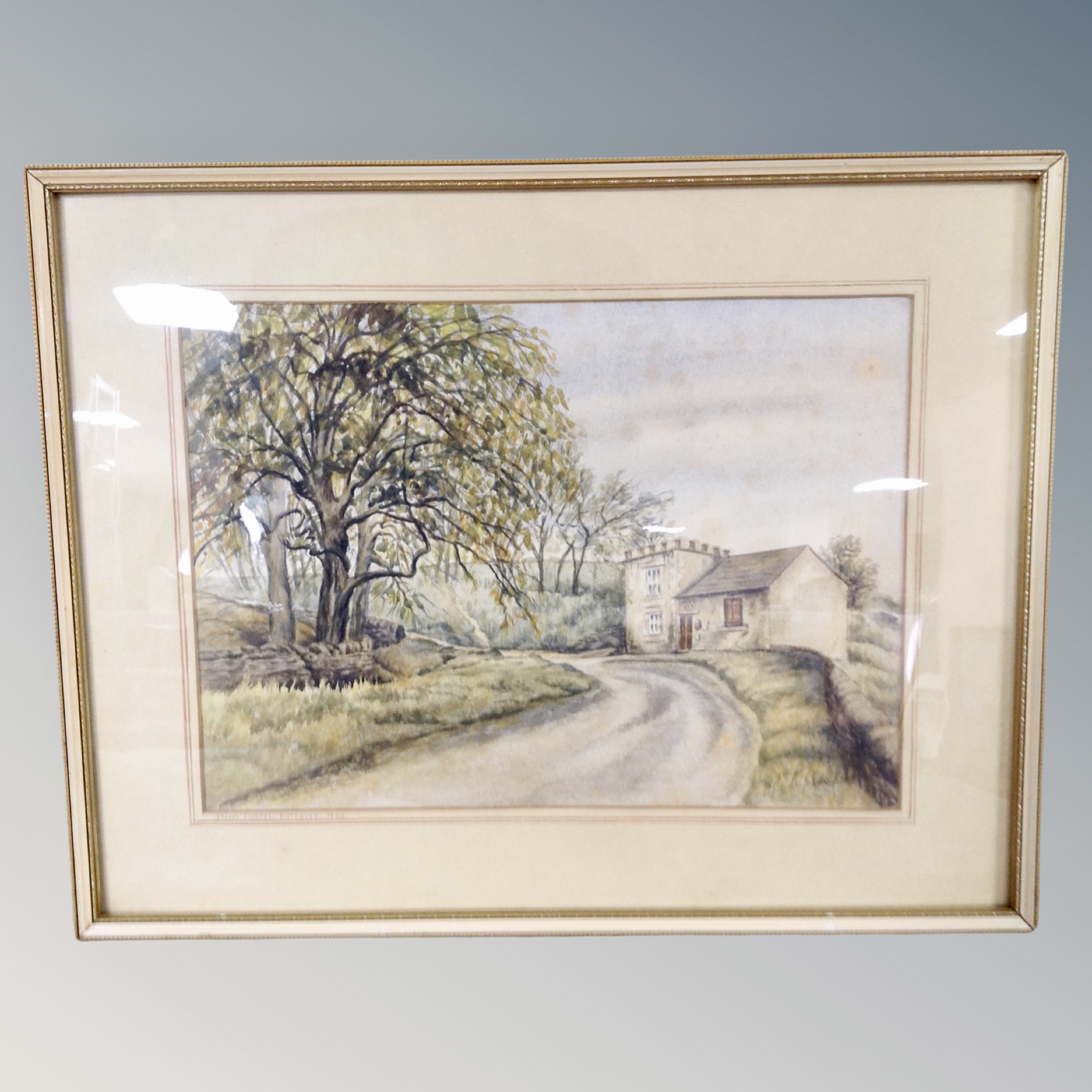 A Mary Kipling watercolour of Salem Chapel Knitsley together with a D. R.