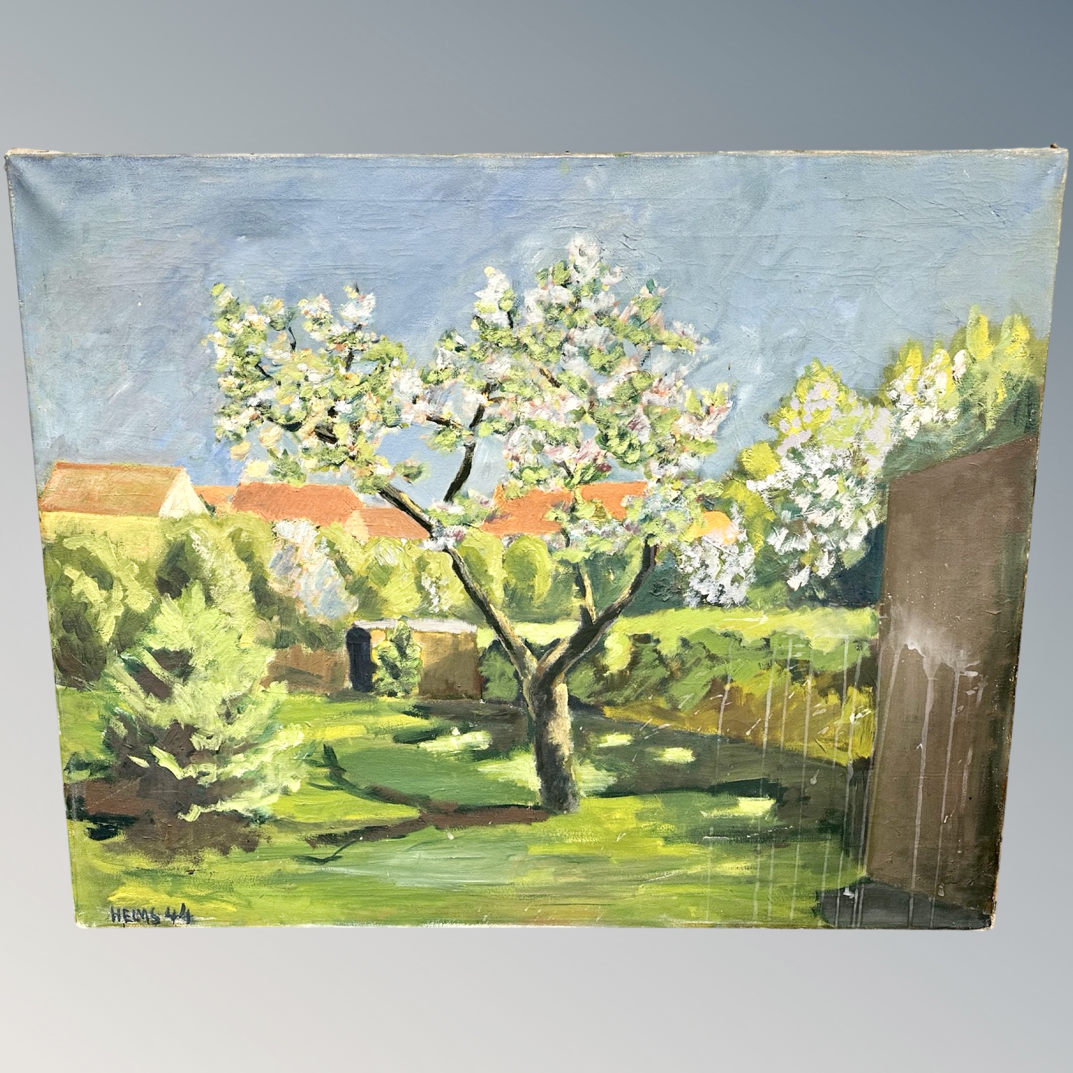 Danish school : an orchard, oil on canvas,