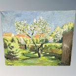 Danish school : an orchard, oil on canvas,