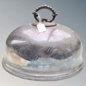 A Victorian silver plated domed food cover.