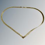A 9ct gold herringbone-link necklace CONDITION REPORT: 7.