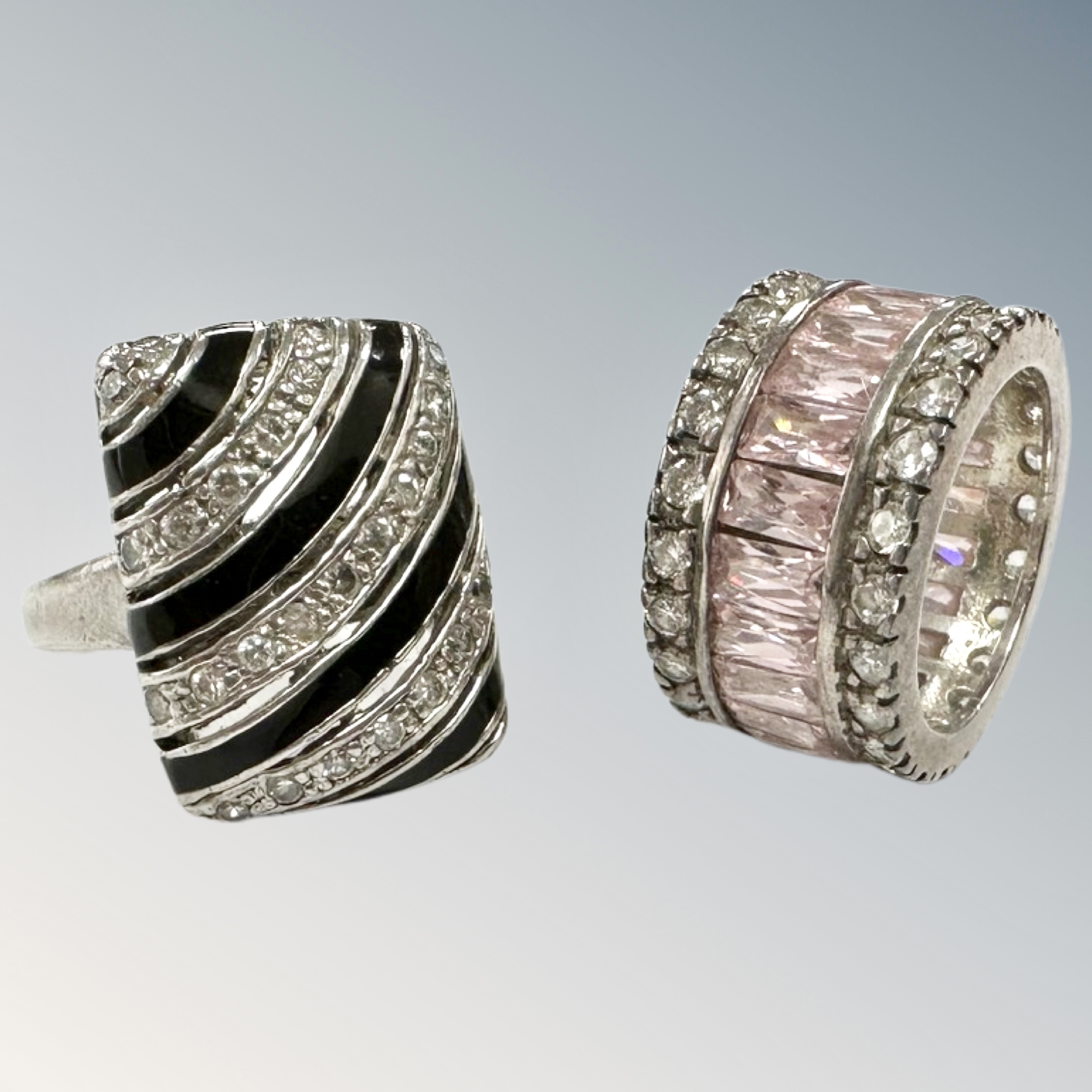 Two silver dress rings